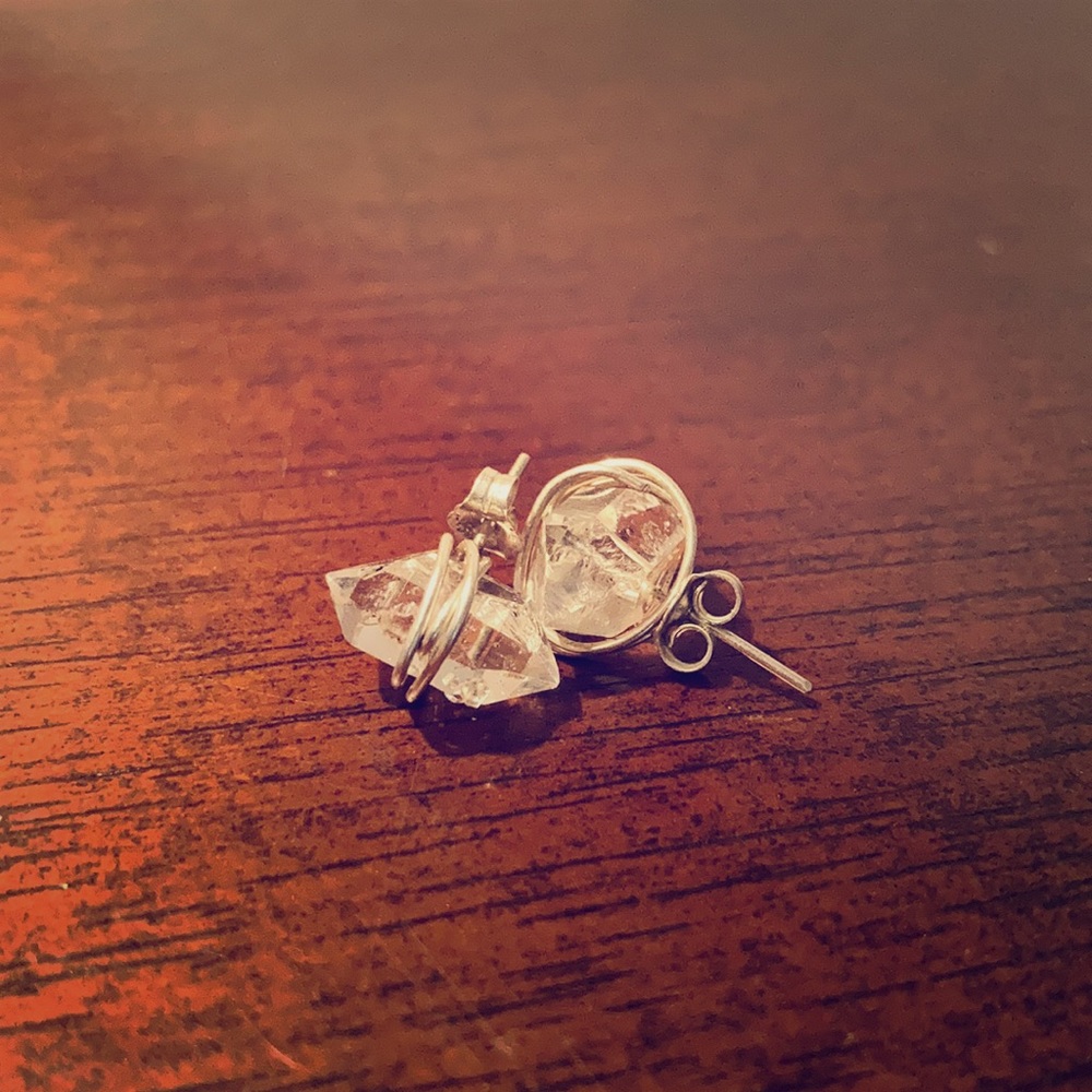 Herkimer diamond studs.